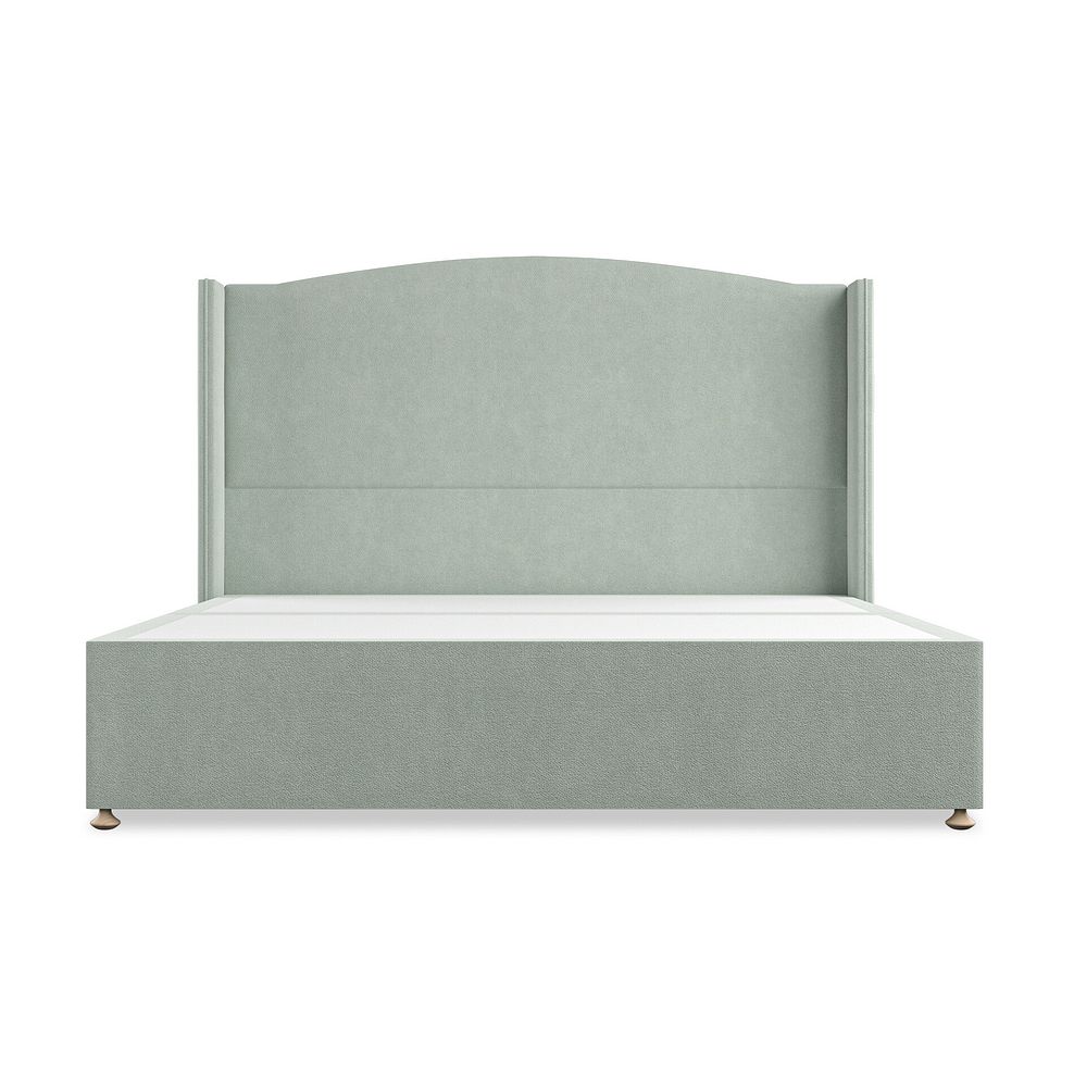 Eden Super King-Size Divan Bed with Winged Headboard in Venice Fabric - Duck Egg 3