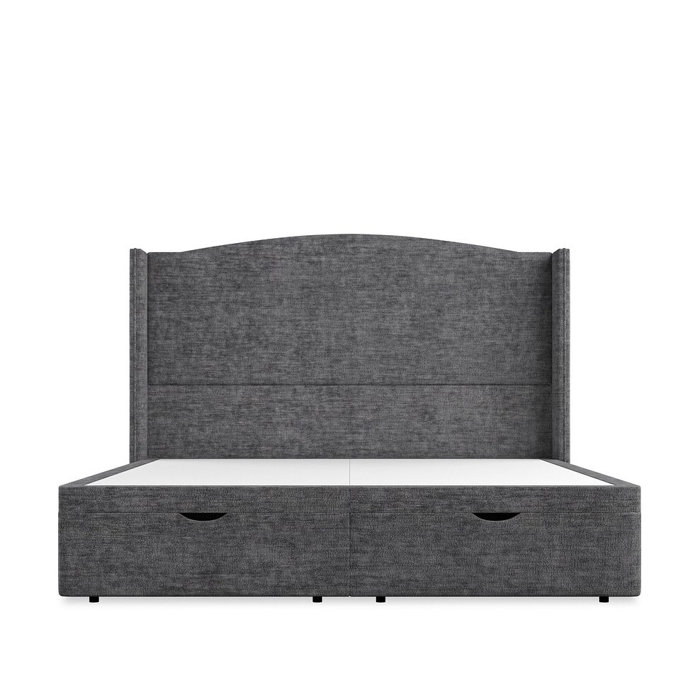 Eden Super King-Size Ottoman Storage Bed with Winged Headboard in Brooklyn Fabric - Asteroid Grey Thumbnail 4
