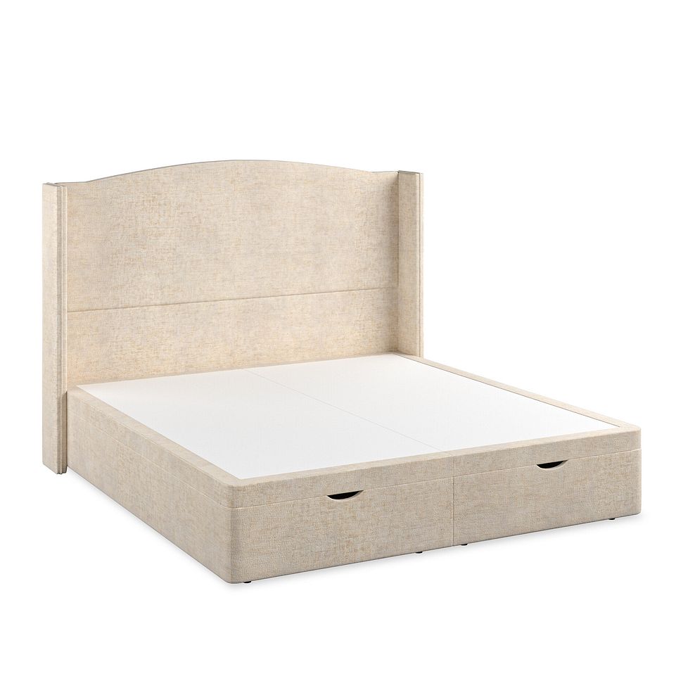 Eden Super King-Size Ottoman Storage Bed with Winged Headboard in Brooklyn Fabric - Eggshell 2