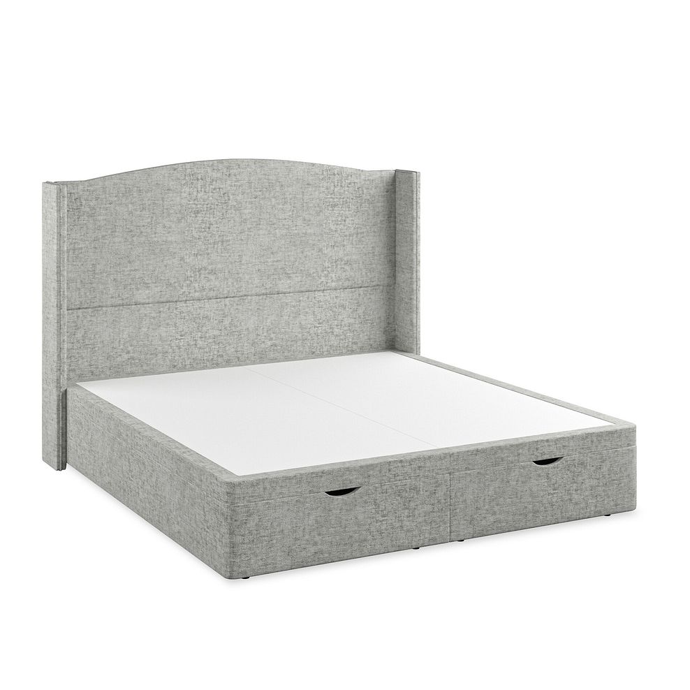 Eden Super King-Size Ottoman Storage Bed with Winged Headboard in Brooklyn Fabric - Fallow Grey Thumbnail 2