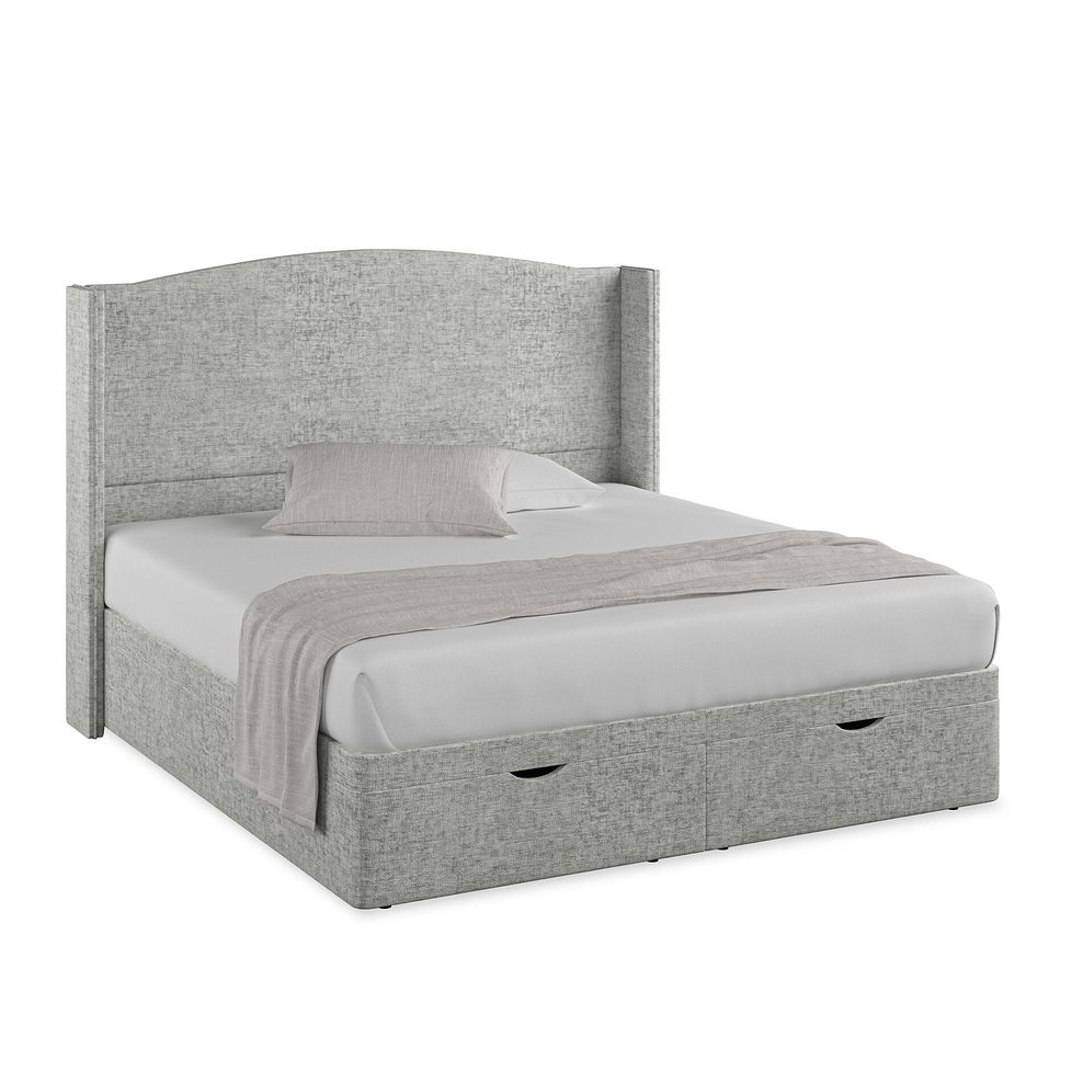 Eden Super King-Size Ottoman Storage Bed with Winged Headboard in Brooklyn Fabric - Fallow Grey Thumbnail 1