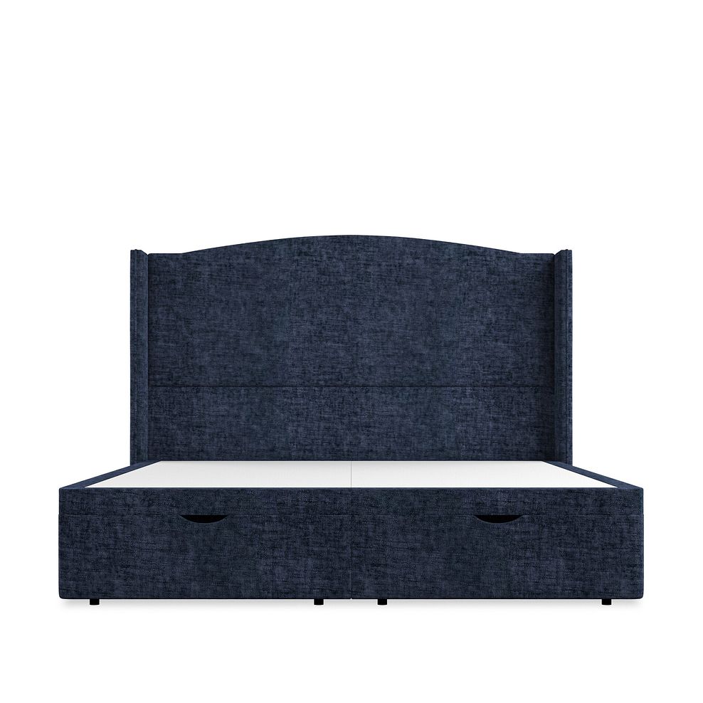 Eden Super King-Size Ottoman Storage Bed with Winged Headboard in Brooklyn Fabric - Hummingbird Blue 4