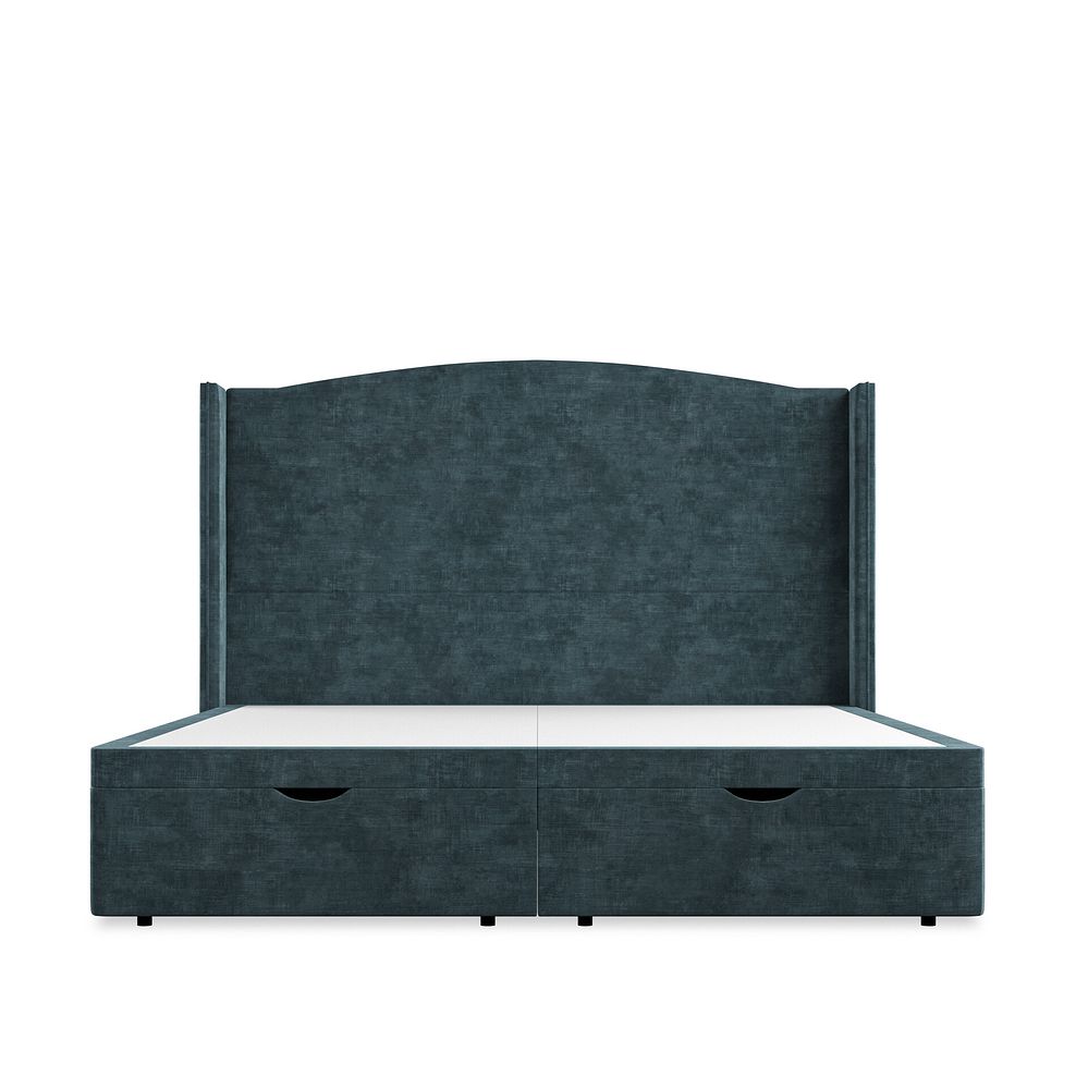 Eden Super King-Size Ottoman Storage Bed with Winged Headboard in Heritage Velvet - Airforce 4
