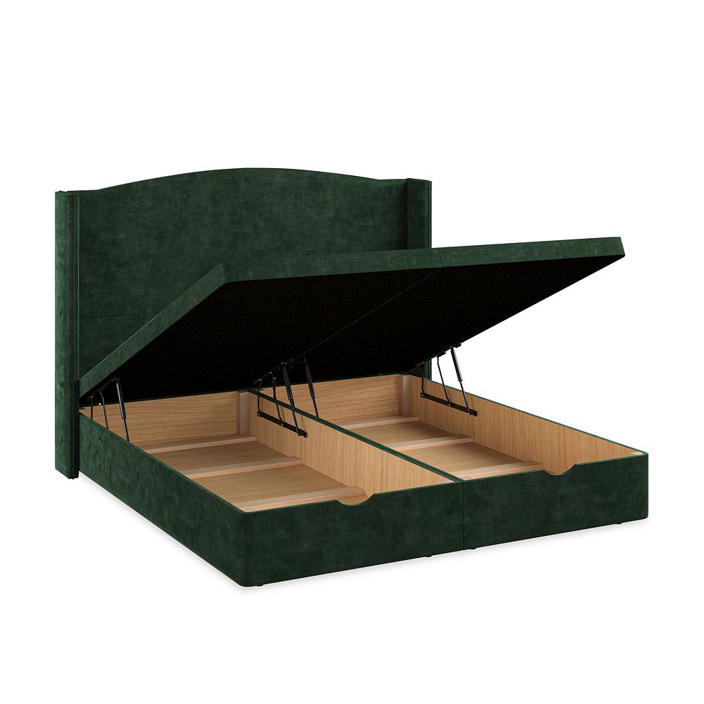 Eden Super King-Size Ottoman Storage Bed with Winged Headboard in Heritage Velvet - Bottle Green Thumbnail 3