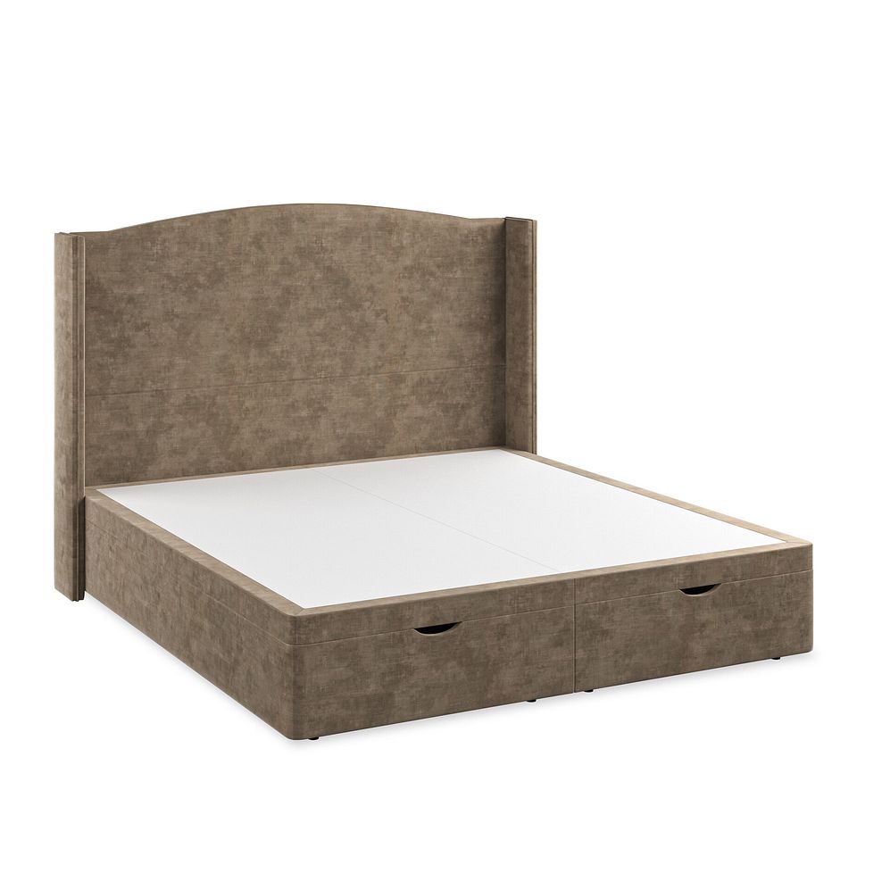 Eden Super King-Size Ottoman Storage Bed with Winged Headboard in Heritage Velvet - Cedar Thumbnail 2