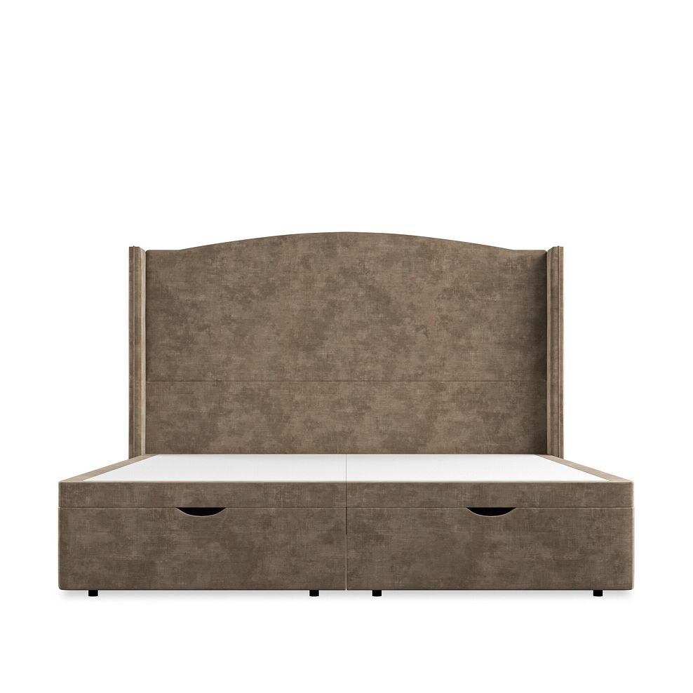 Eden Super King-Size Ottoman Storage Bed with Winged Headboard in Heritage Velvet - Cedar 4