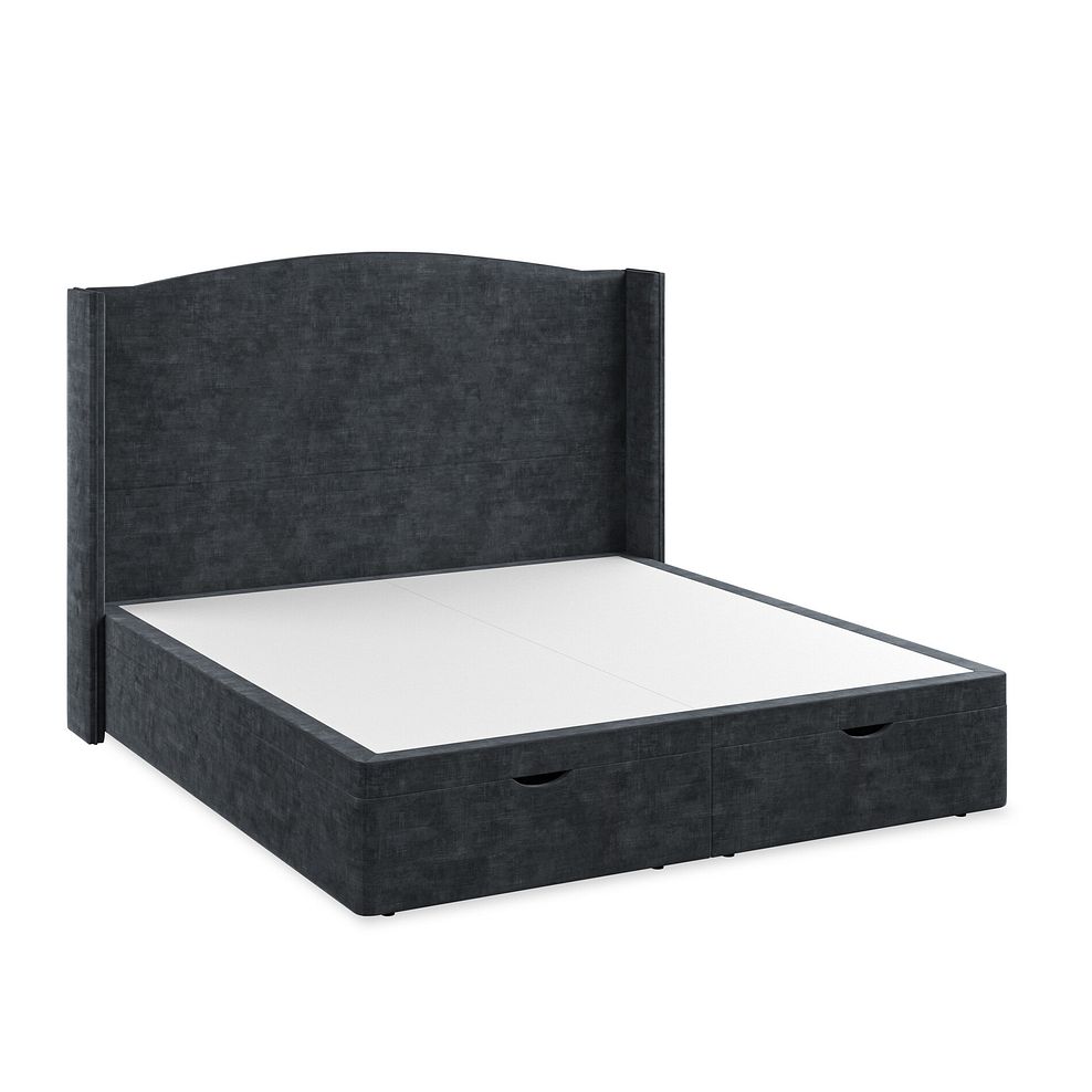 Eden Super King-Size Ottoman Storage Bed with Winged Headboard in Heritage Velvet - Charcoal Thumbnail 2