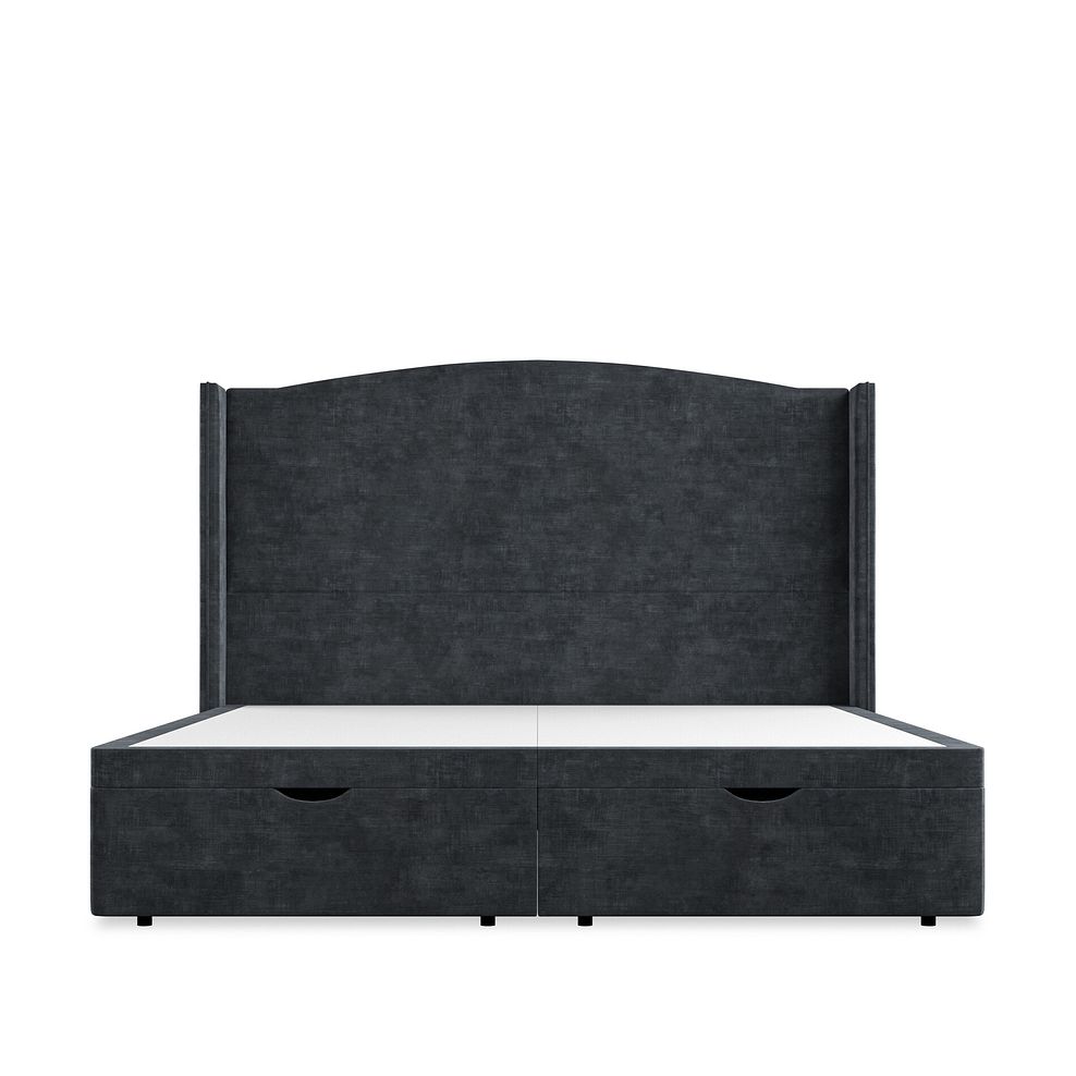 Eden Super King-Size Ottoman Storage Bed with Winged Headboard in Heritage Velvet - Charcoal 4