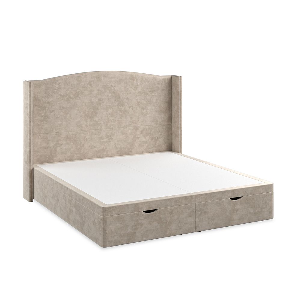 Eden Super King-Size Ottoman Storage Bed with Winged Headboard in Heritage Velvet - Mink Thumbnail 2