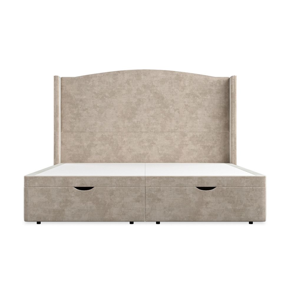 Eden Super King-Size Ottoman Storage Bed with Winged Headboard in Heritage Velvet - Mink 4