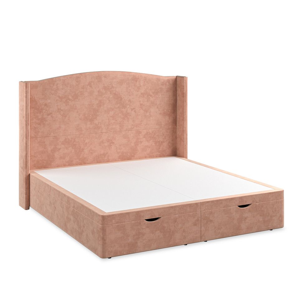 Eden Super King-Size Ottoman Storage Bed with Winged Headboard in Heritage Velvet - Powder Pink Thumbnail 2