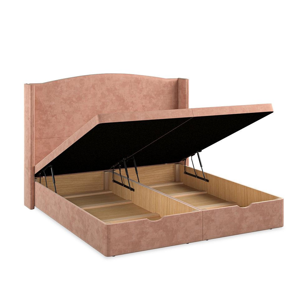 Eden Super King-Size Ottoman Storage Bed with Winged Headboard in Heritage Velvet - Powder Pink Thumbnail 3