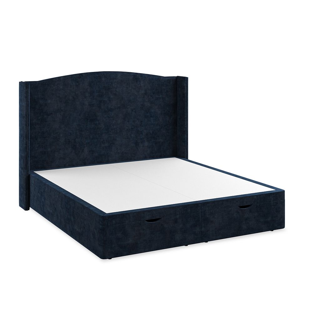 Eden Super King-Size Ottoman Storage Bed with Winged Headboard in Heritage Velvet - Royal Blue Thumbnail 2