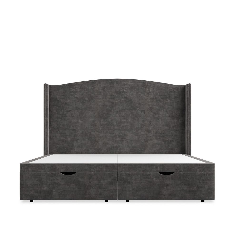 Eden Super King-Size Ottoman Storage Bed with Winged Headboard in Heritage Velvet - Steel 4