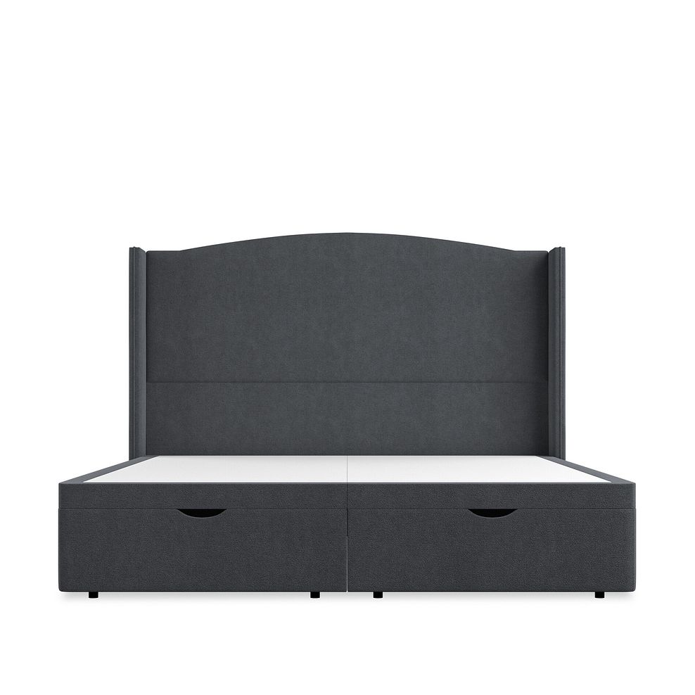 Eden Super King-Size Ottoman Storage Bed with Winged Headboard in Venice Fabric - Anthracite Thumbnail 4
