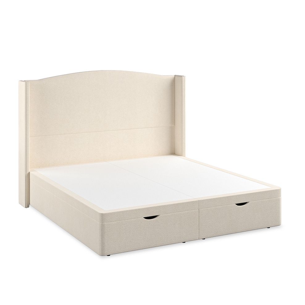 Eden Super King-Size Ottoman Storage Bed with Winged Headboard in Venice Fabric - Cream 2
