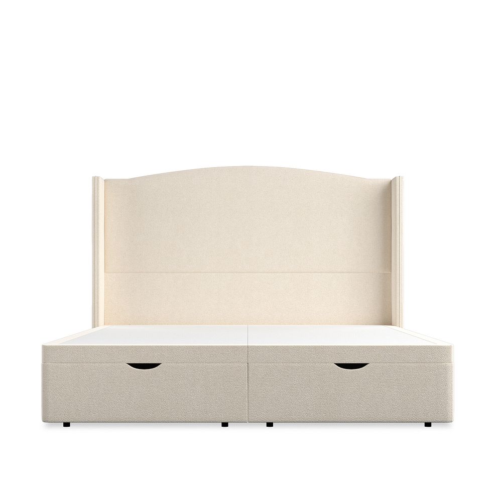 Eden Super King-Size Ottoman Storage Bed with Winged Headboard in Venice Fabric - Cream 4