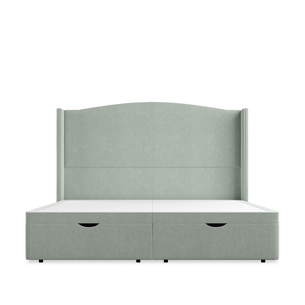 Eden Super King-Size Ottoman Storage Bed with Winged Headboard in Venice Fabric - Duck Egg 4