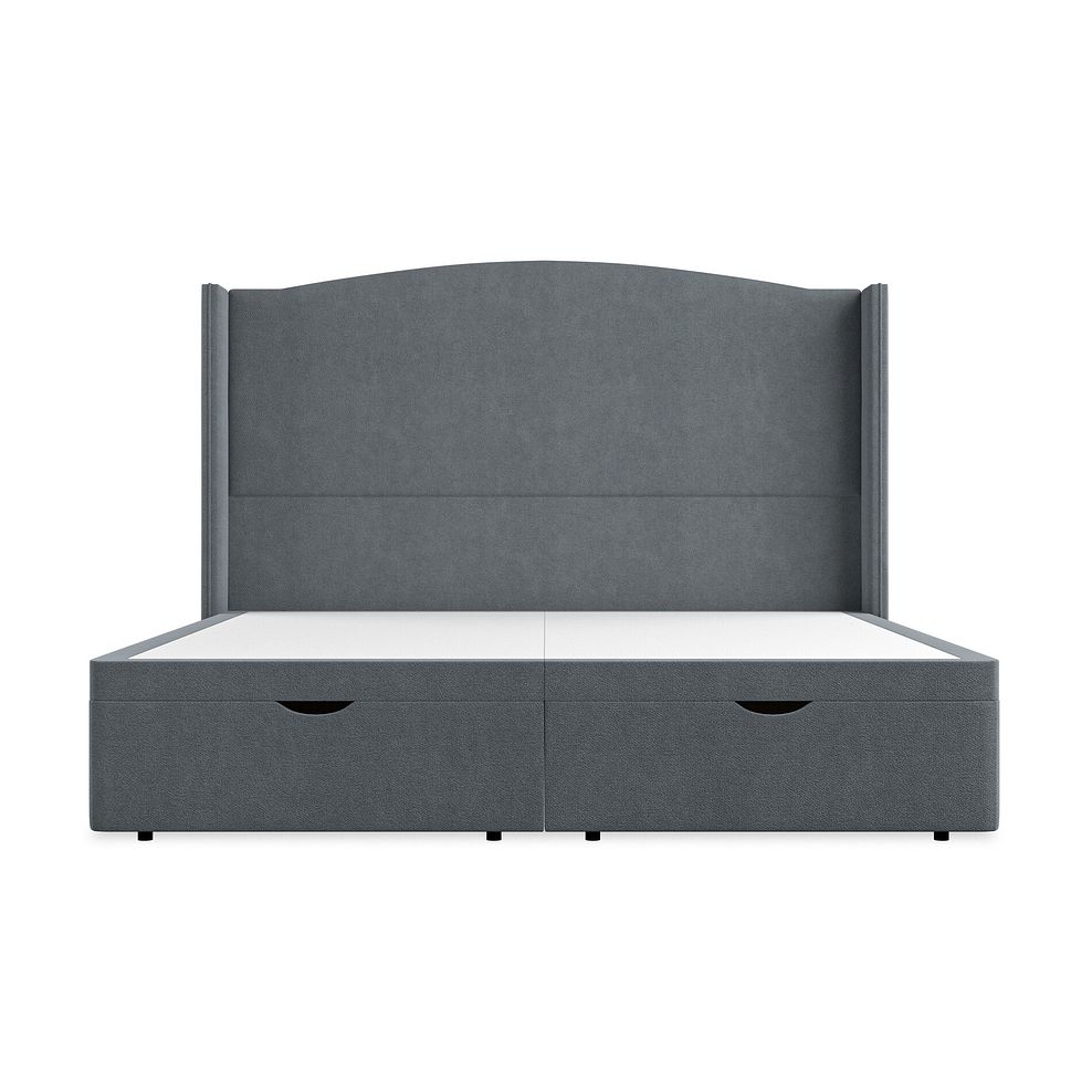 Eden Super King-Size Ottoman Storage Bed with Winged Headboard in Venice Fabric - Graphite Thumbnail 4