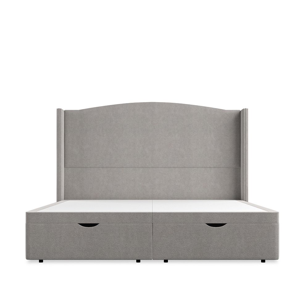 Eden Super King-Size Ottoman Storage Bed with Winged Headboard in Venice Fabric - Grey Thumbnail 4