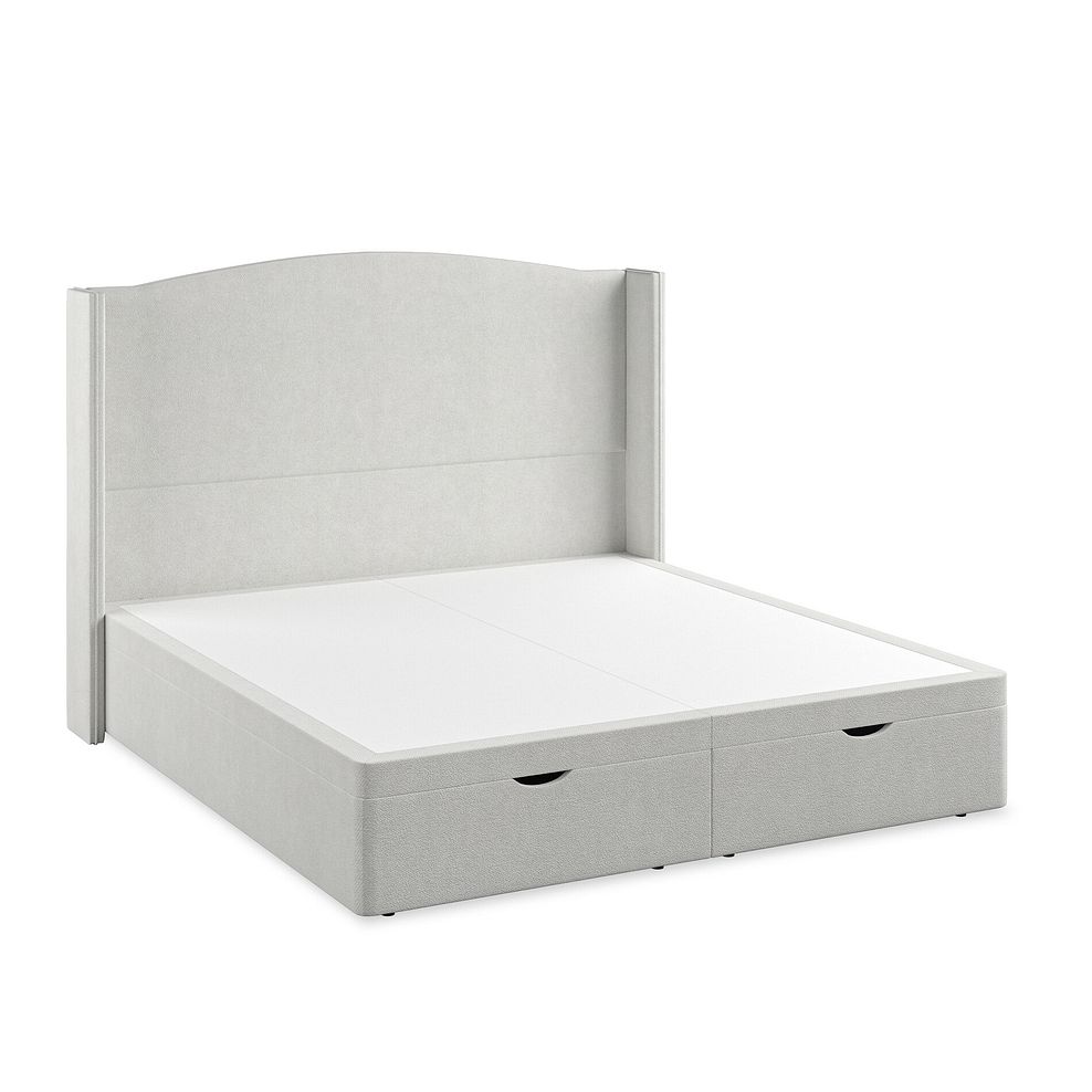 Eden Super King-Size Ottoman Storage Bed with Winged Headboard in Venice Fabric - Silver 2