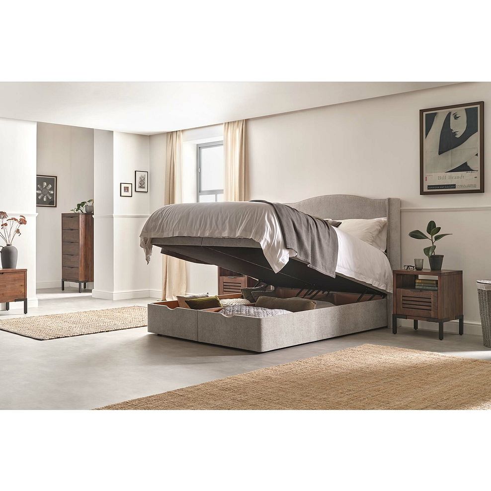 Eden Double Ottoman Storage Bed with Winged Headboard in Brooklyn Fabric - Quill Grey Thumbnail 4