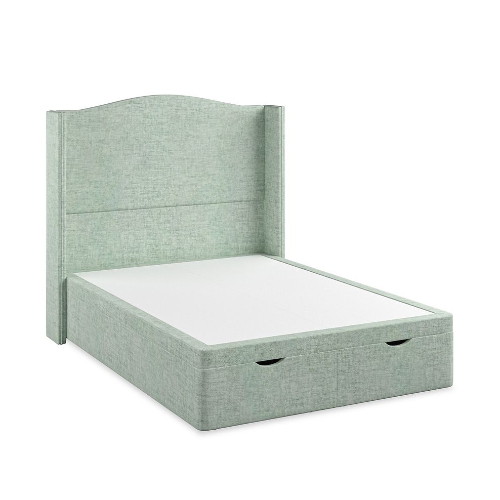 Eden Double Ottoman Storage Bed with Winged Headboard in Brooklyn Fabric - Glacier Thumbnail 2
