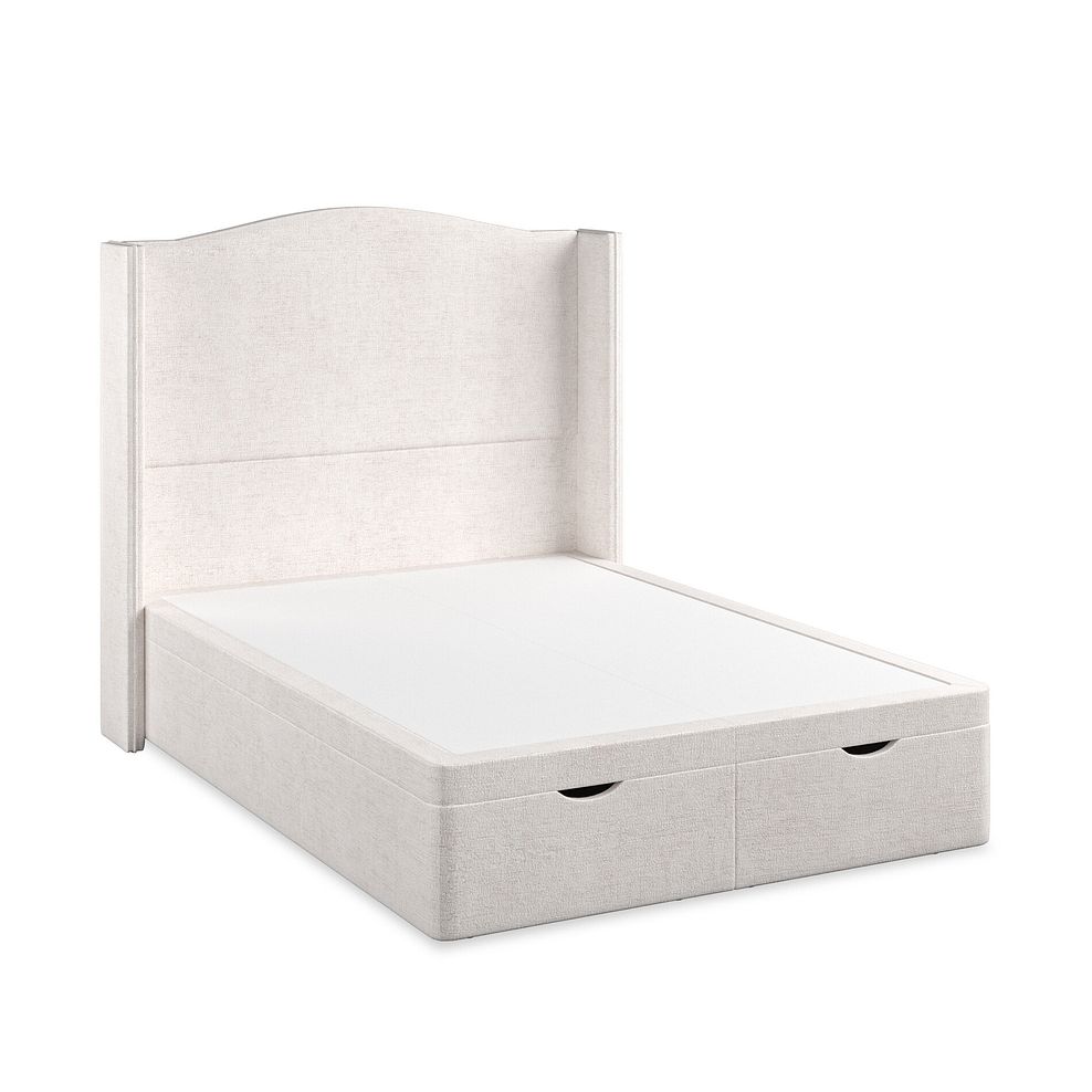 Eden Double Ottoman Storage Bed with Winged Headboard in Brooklyn Fabric - Lace White 2