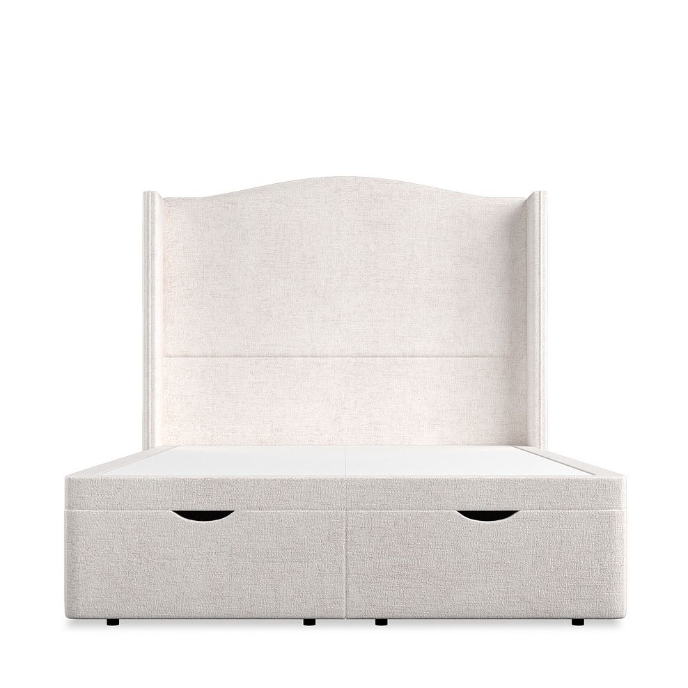 Eden Double Ottoman Storage Bed with Winged Headboard in Brooklyn Fabric - Lace White Thumbnail 4