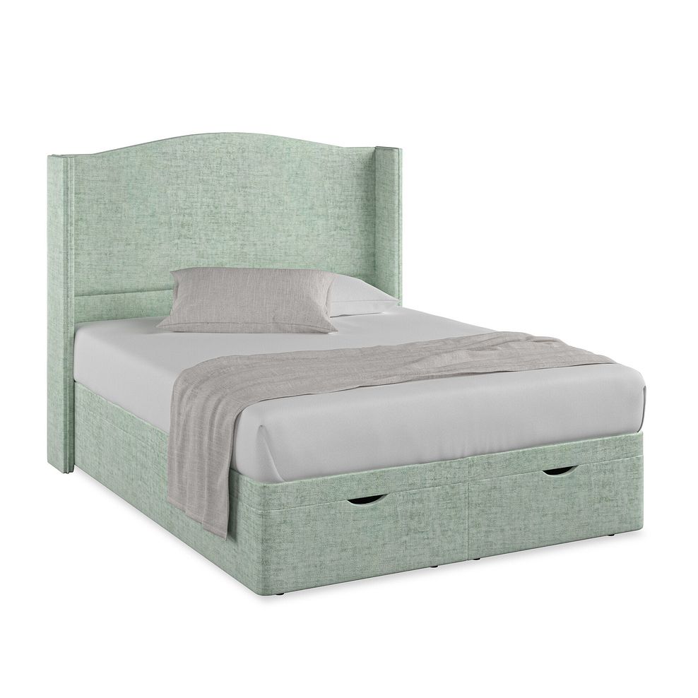 Eden King-Size Ottoman Storage Bed with Winged Headboard in Brooklyn Fabric - Glacier 1