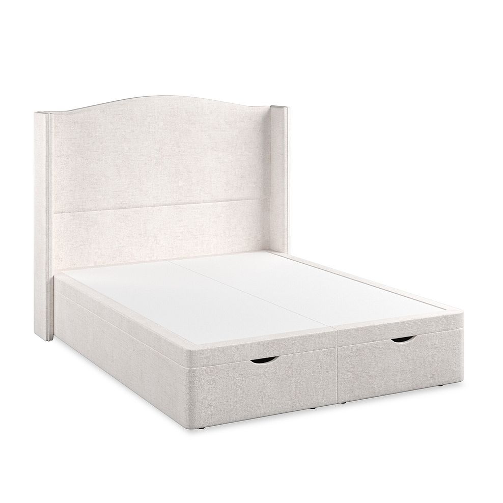 Eden King-Size Ottoman Storage Bed with Winged Headboard in Brooklyn Fabric - Lace White 2
