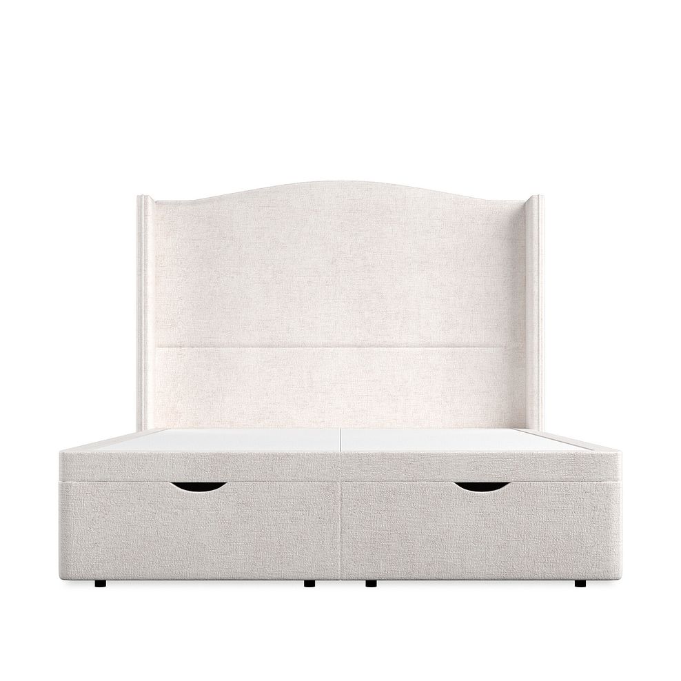 Eden King-Size Ottoman Storage Bed with Winged Headboard in Brooklyn Fabric - Lace White 4