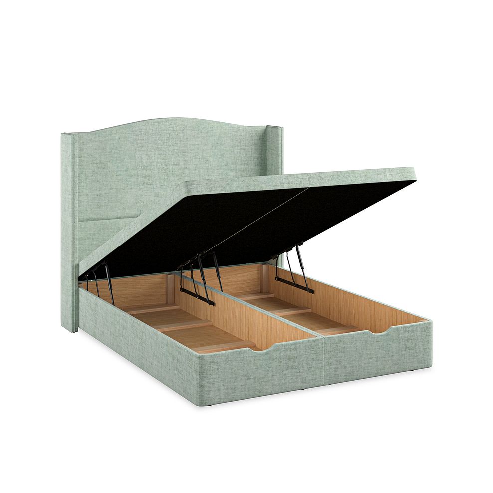 Eden King-Size Ottoman Storage Bed with Winged Headboard in Brooklyn Fabric - Glacier Thumbnail 3