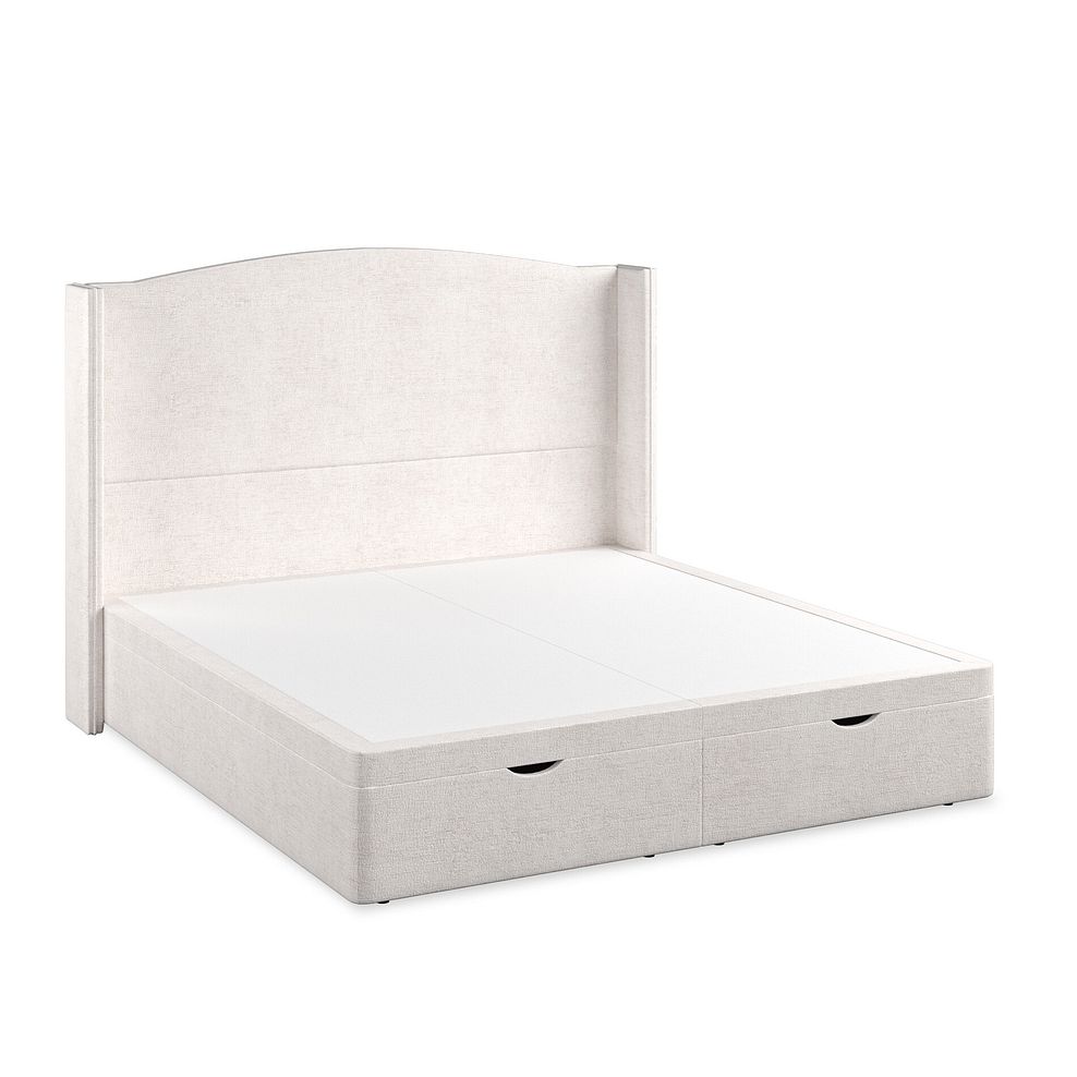 Eden Super King-Size Ottoman Storage Bed with Winged Headboard in Brooklyn Fabric - Lace White Thumbnail 2