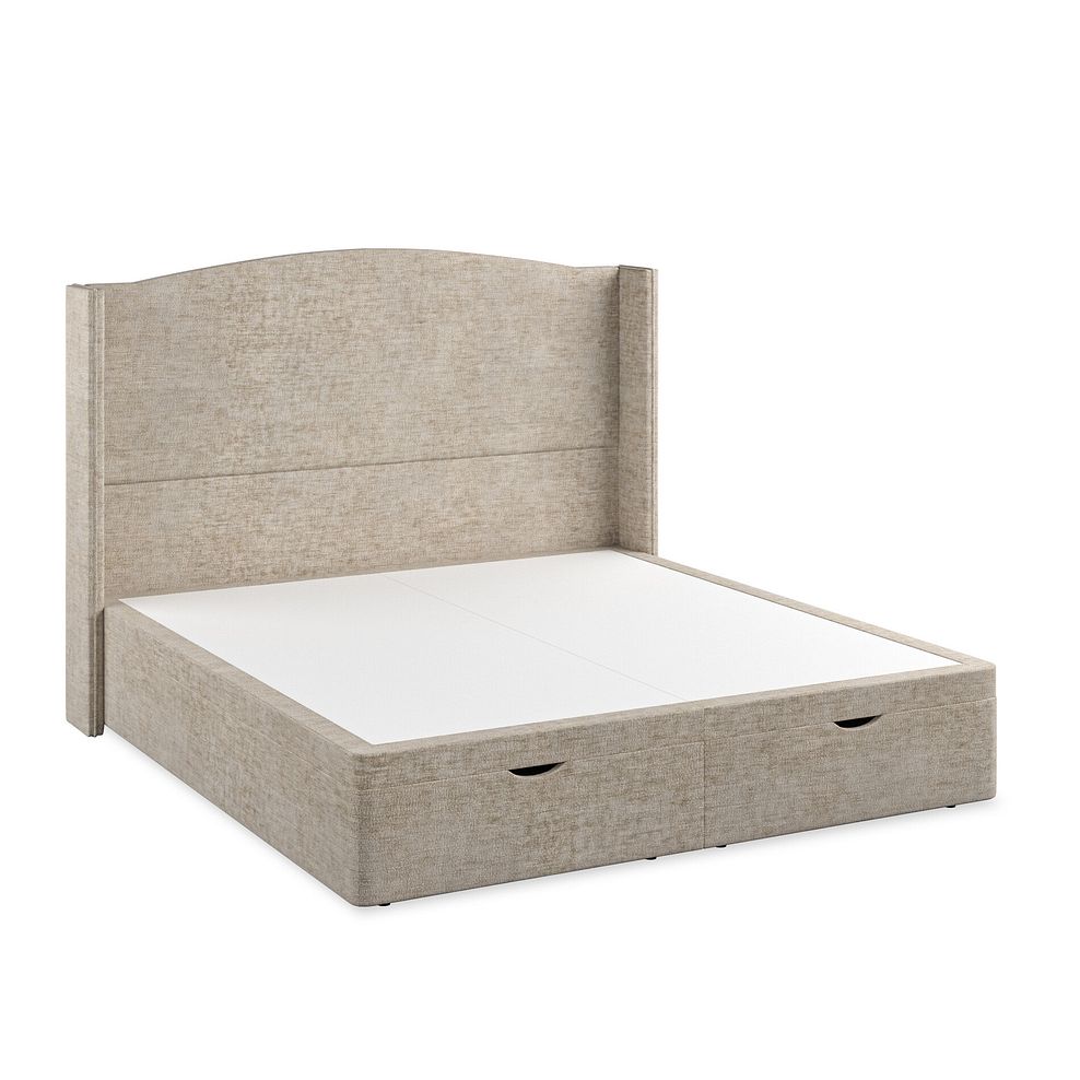 Eden Super King-Size Ottoman Storage Bed with Winged Headboard in Brooklyn Fabric - Quill Grey 5