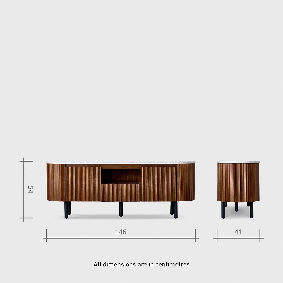 Elba Solid Acacia and Italian Marble TV Unit 17