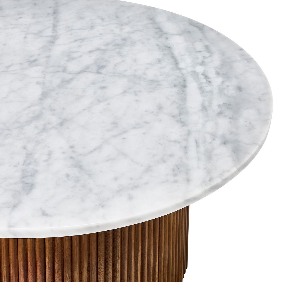 Elba Solid Acacia and Italian Marble Round Coffee Table 5