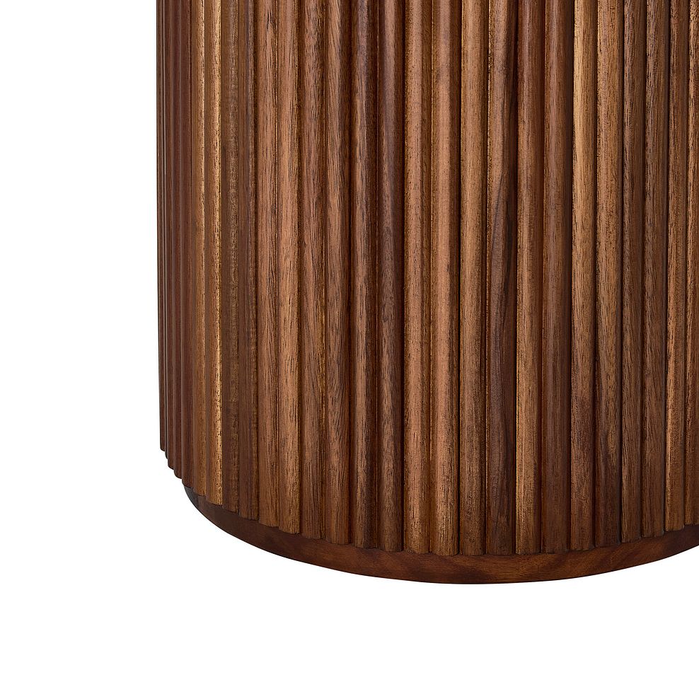 Elba Solid Acacia and Italian Marble Round Side Table 7
