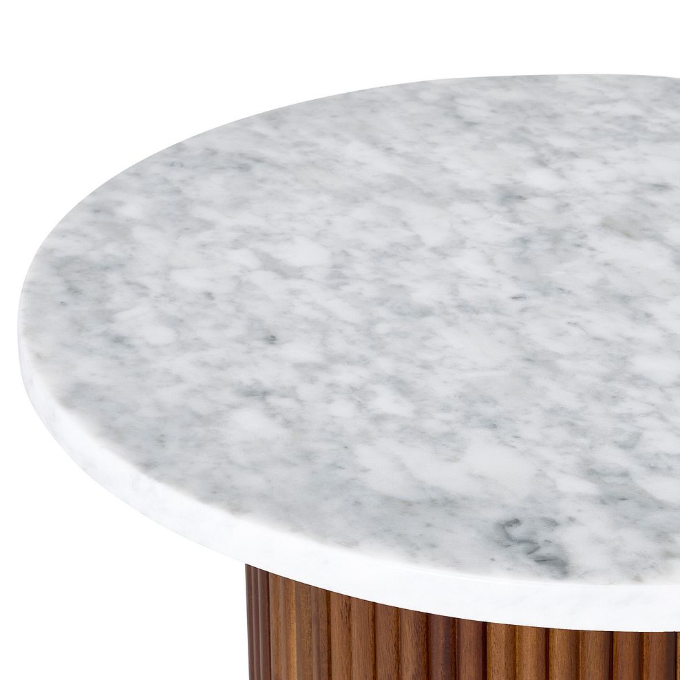 Elba Solid Acacia and Italian Marble Round Side Table 5