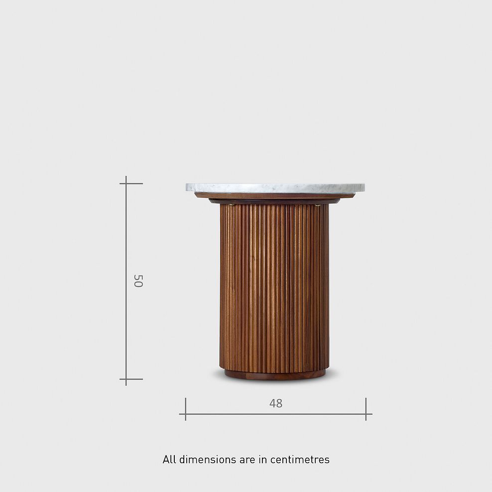 Elba Solid Acacia and Italian Marble Round Side Table 8