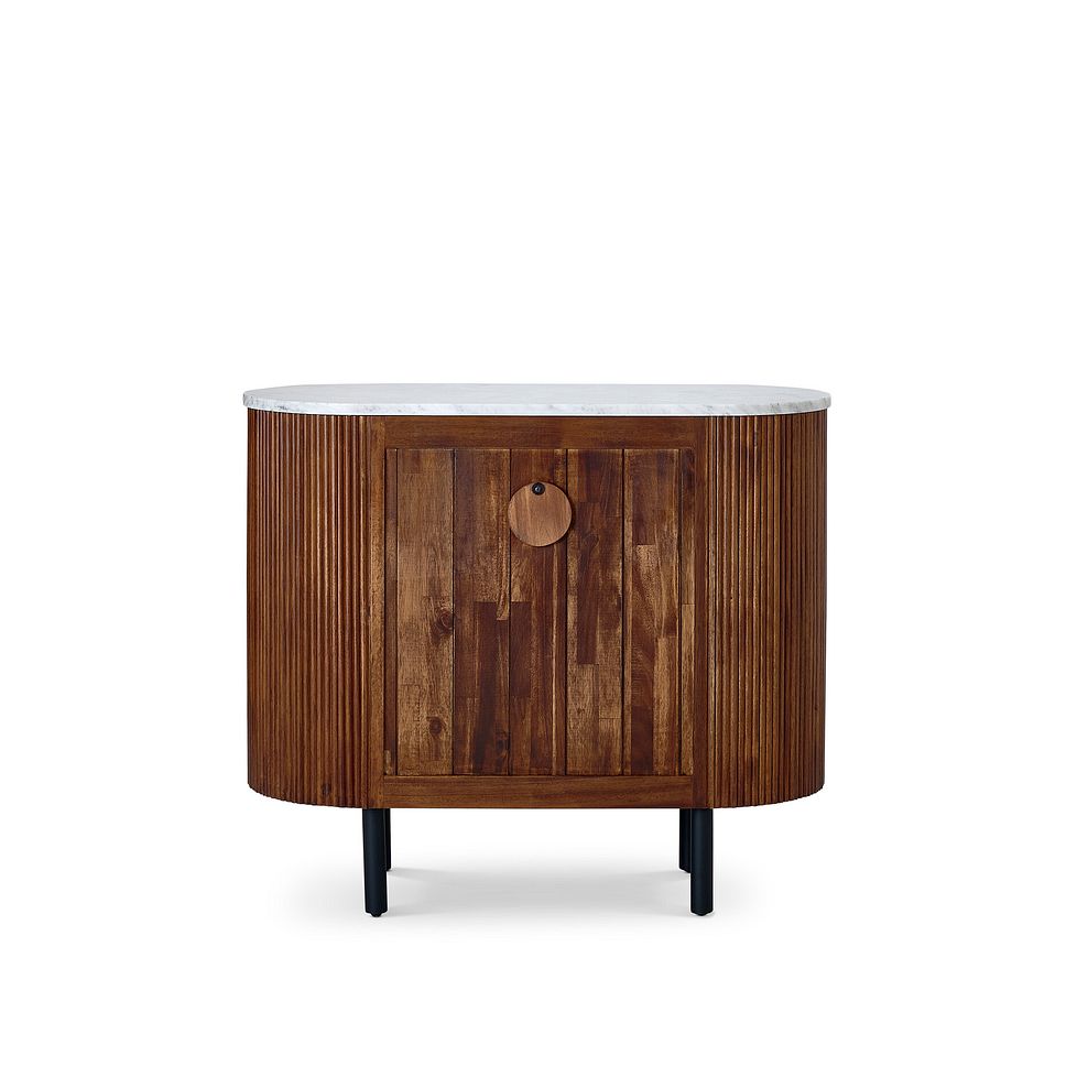 Elba Solid Acacia and Italian Marble Small Sideboard 6
