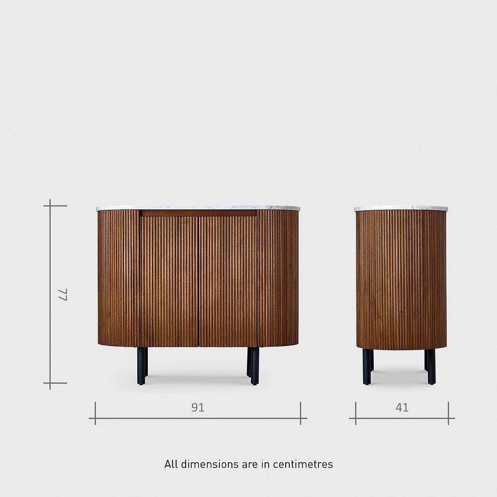 Elba Solid Acacia and Italian Marble Small Sideboard 14