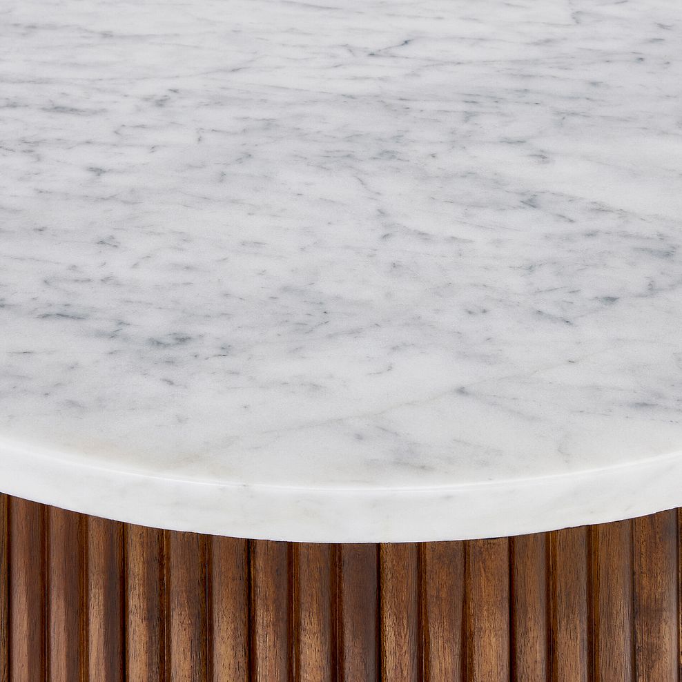 Elba Solid Acacia and Italian Marble Storage Coffee Table 8