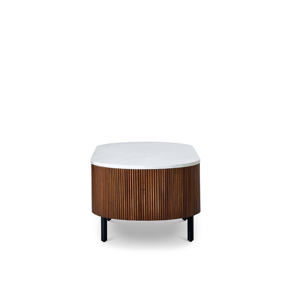 Elba Solid Acacia and Italian Marble Storage Coffee Table 6