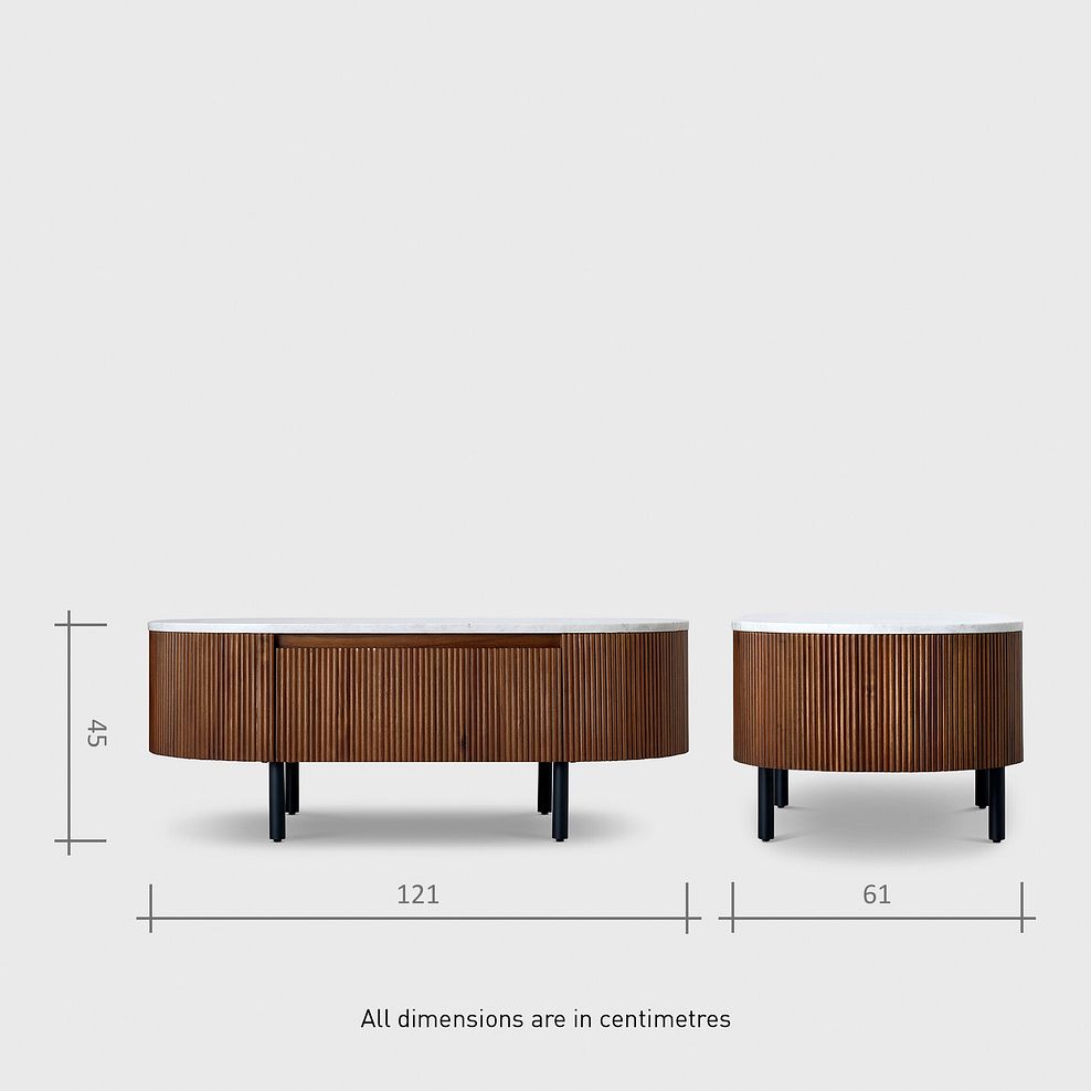 Elba Solid Acacia and Italian Marble Storage Coffee Table 13