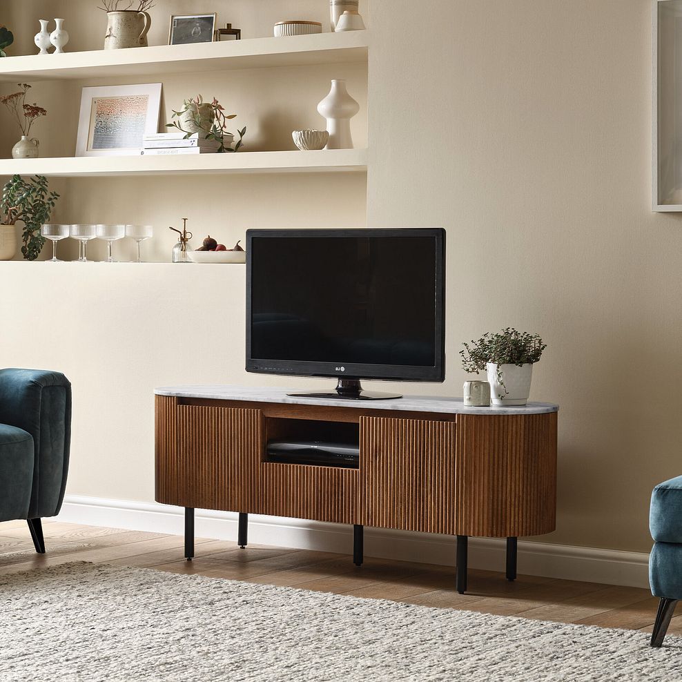 Elba Solid Acacia and Italian Marble TV Unit 1
