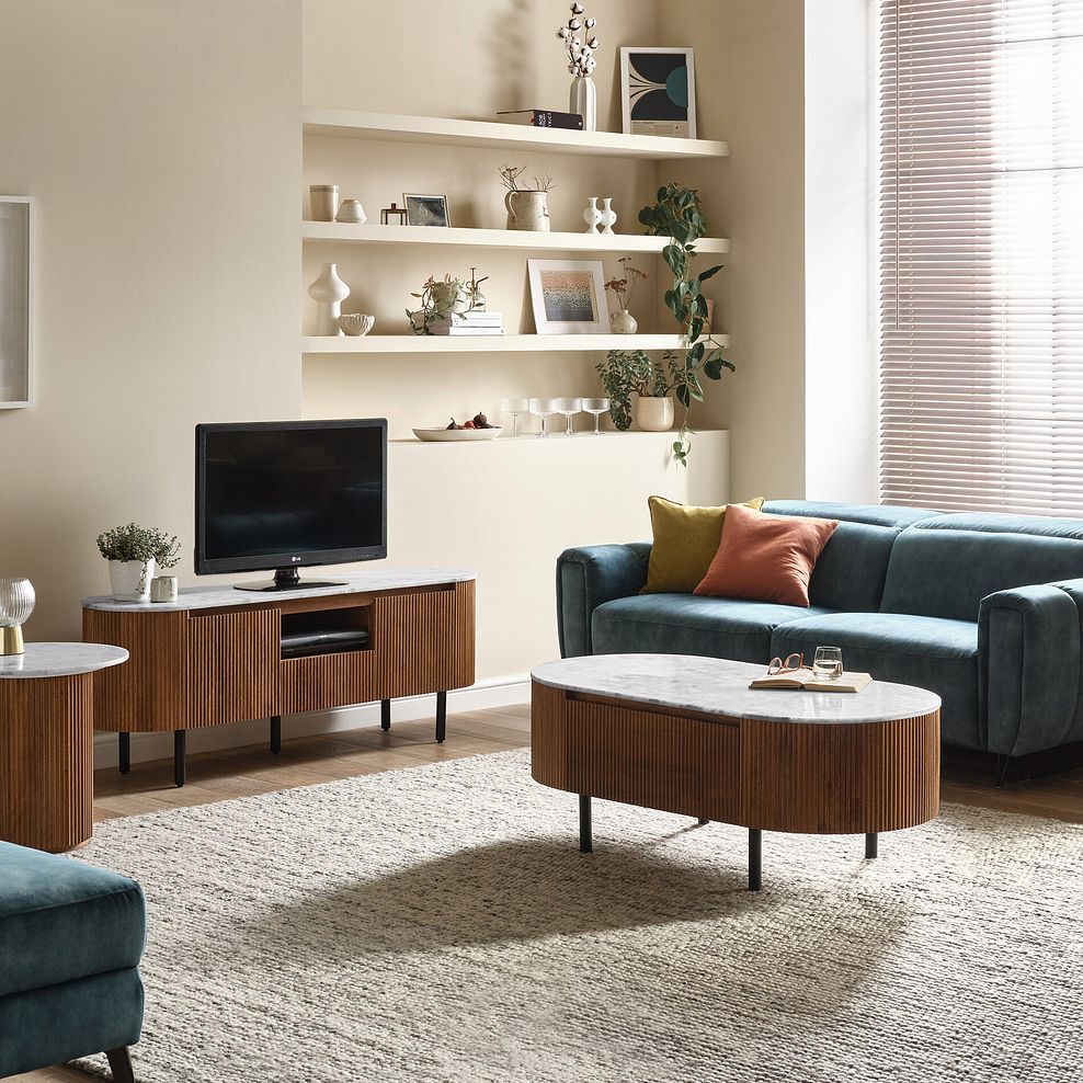 Elba Solid Acacia and Italian Marble TV Unit 5