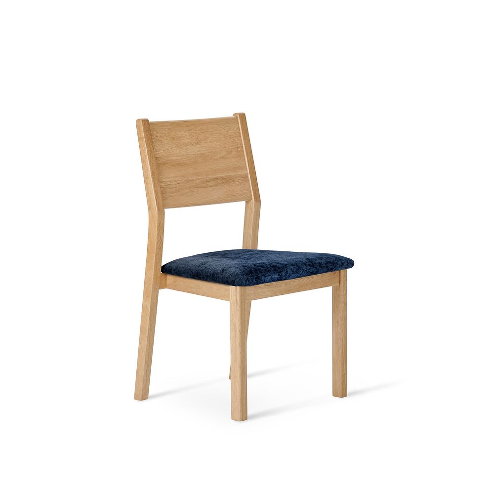 Ellison Oak Chair with Brooklyn Hummingbird Blue Crushed Chenille Seat Thumbnail 1