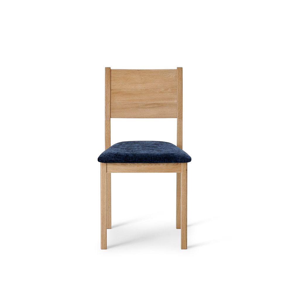 Ellison Oak Chair with Brooklyn Hummingbird Blue Crushed Chenille Seat 2