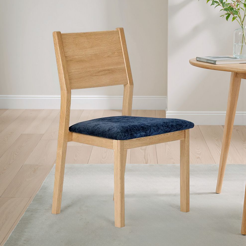 Ellison Oak Chair with Brooklyn Hummingbird Blue Crushed Chenille Seat 5